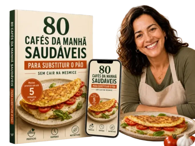 Mockup do livro digital 80 Cafés da Manhã Saudáveis